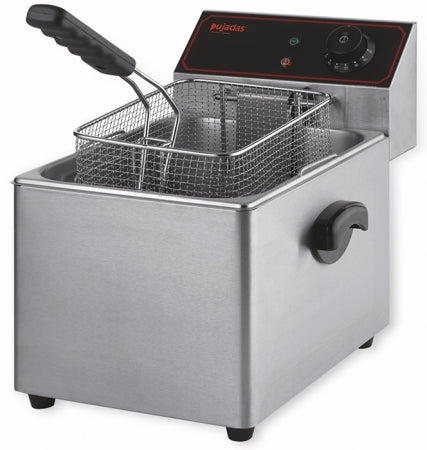 Pujadas single 8 liter fryer 230V/50Hz/1ph with stainless steel 18/10 Basket size: 24 x 18 x 14 cm