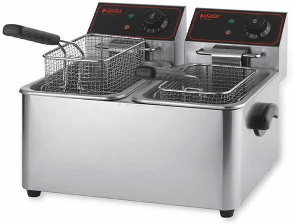 Pujadas double 8 liter fryer 230V/50Hz/1ph with 2 stainless steel 18/10 Basket size: 24 x 18 x 14 cm