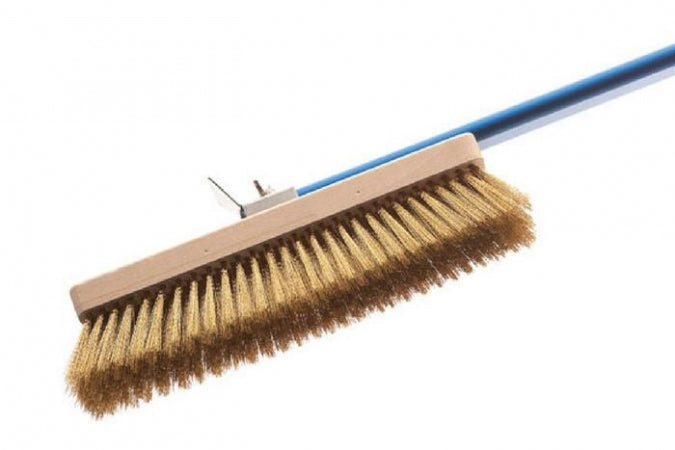 Rotating head oven brush 20x6,6 cm,with brass bristles, handle 180 cm