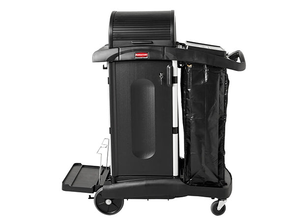 Rubbermaid 1861427 Executive High Security Janitor Cart with Locking Hood and Cabinets