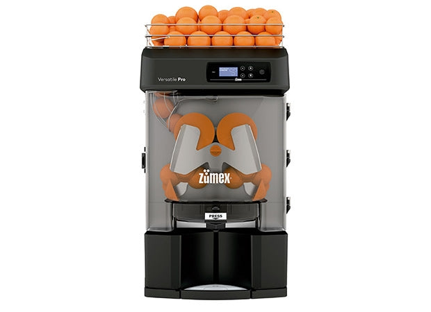 Zumex Versatile Pro Black Commercial juicer 22 oranges/min 10kg Capacity Fruit diameter: 65-81 mm 220-240V/50-60Hz/1ph 380W with Black Podium and caster
