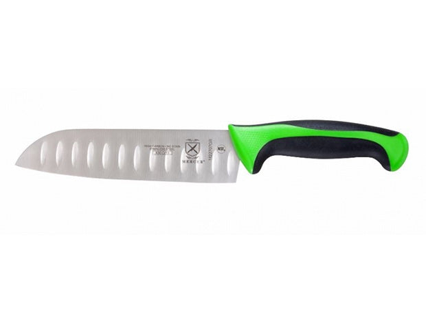 Green 7" Santoku Granton Edge Knife