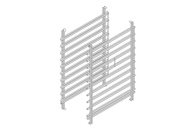 Hinging rack type 10-1/1, 7x 400x600 mm, rail distance 95 mm baking trays (Combi-rails)