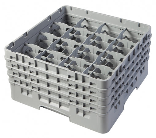 Cambro Camrack 8 1/2" High Customizable Soft Gray 16 Compartment Glass Rack