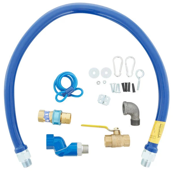 Dormont 1675KITS48 Deluxe 48" Moveable Gas Connector Kit with Swivel MAX®, SnapFast® Quick Disconnect, Two Elbows, and Restraining Cable - 3/4" Diameter