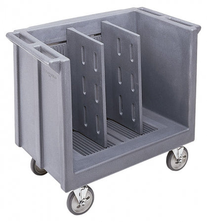 Cambro Adjustable Granite Gray Tray and Dish Cart with Vinyl Cover