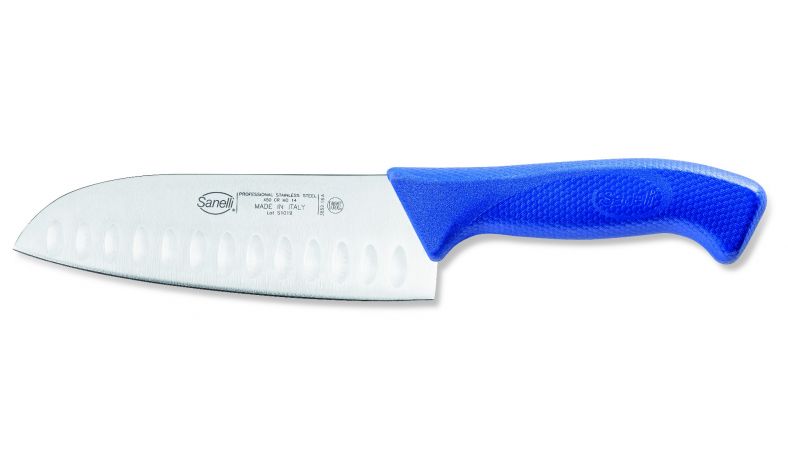 Santoku olivato Indented Santoku knife cm.16 blue