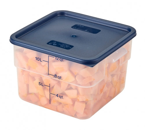 Cambro CamSquare 12 Qt. Translucent Food Storage Container with Midnight Blue Graduations