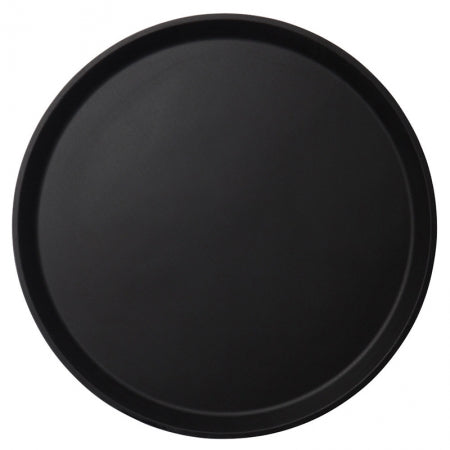Cambro Camtread 16" Round Black Satin Non-Skid Serving Tray Low Profile