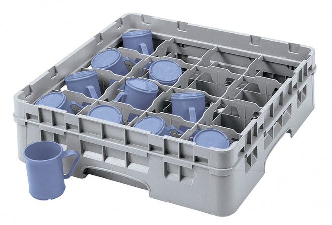 Cambro Camrack 4 1/4" Soft Gray Customizable 16 Compartment Full Size Cup Rack