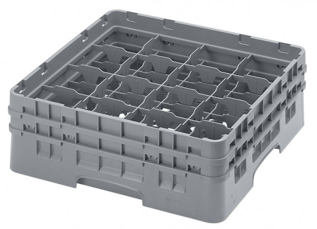Cambro Camrack 5 1/4" High Customizable Soft Gray 16 Compartment Glass Rack
