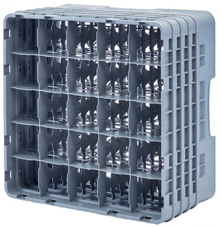 Cambro Camrack 9 3/8" High Customizable Soft Gray 25 Compartment Glass Rack