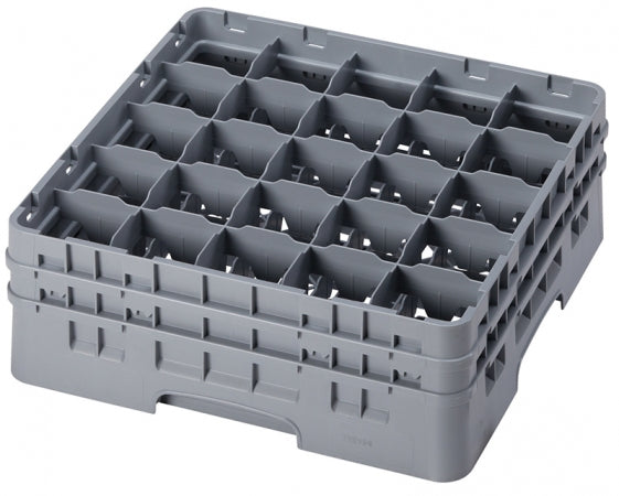 Cambro Camrack 6 1/8" High Customizable Soft Gray 25 Compartment Glass Rack