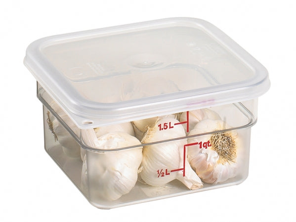 Cambro 2 Qt. Clear Square Polycarbonate Food Storage Container with Winter Rose Gradations