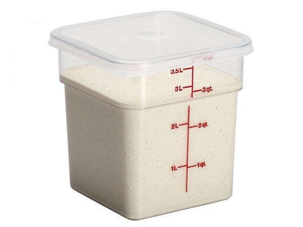 Cambro 4 Qt. Clear Square Polycarbonate Food Storage Container with Winter Rose Gradations