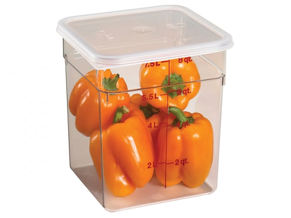 Cambro 8 Qt. Clear Square Polycarbonate Food Storage Container with Winter Rose Gradations