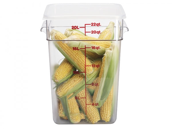 Cambro 22 Qt. Clear Square Polycarbonate Food Storage Container with Winter Rose Gradations