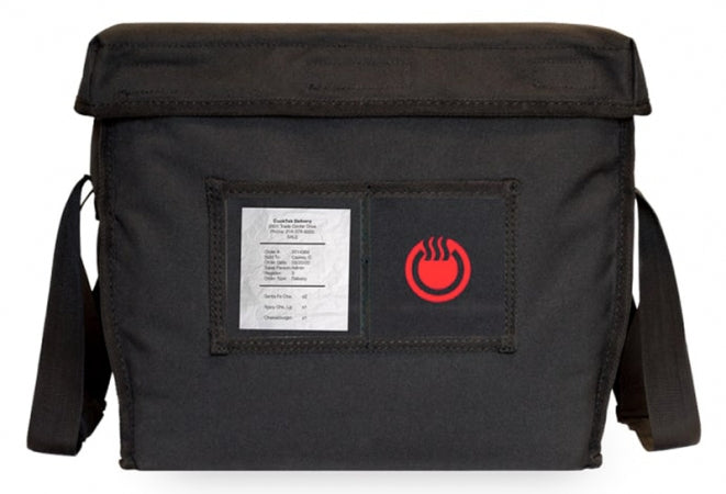 CookTek Model No. 301550 (TCSBAG) ThermaCube Thermal Delivery Bag, Small Bag, 12" deep x 12 1/2" wide x 7" tall (interior dimensions), order ticket window, removable velcro interior divider, VaporVent equipped to control moisture, cordless