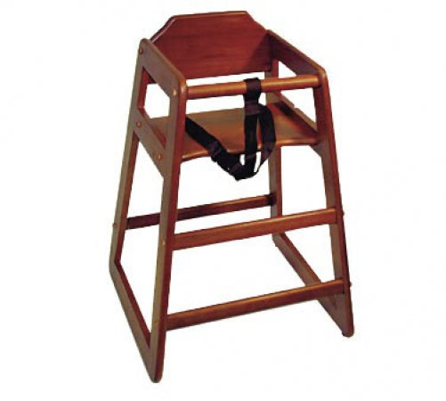 Wooden High Chair (Baby Chair), hardwood, stackable, glued joints w/screws, Knocked down Version, Mahogany Color