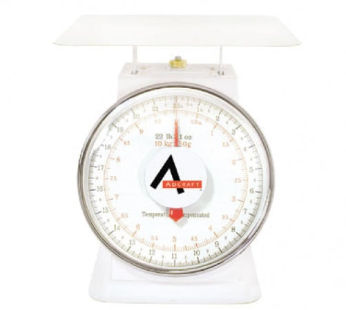 Portion Control Scale, dial type, 13-1/2" stainless steel platform,maximum capacity 100 lbs. x 4 oz./45 kg. x 200 g. graduation, heavyduty, top loading counter model, dual read: U.S. and metricmeasurements