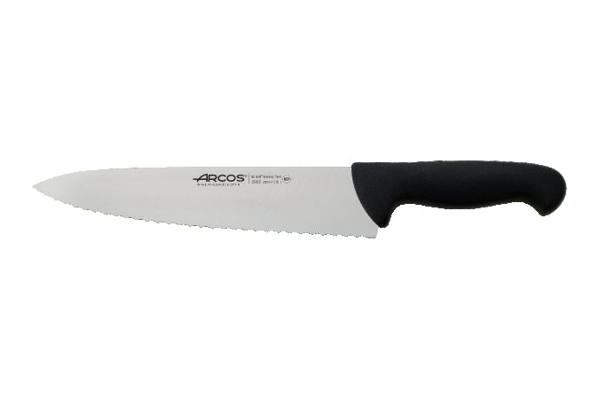 Arcos 9.84" Chef Knife (Serrated) w/ Black Handle