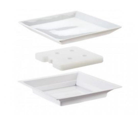 Cal-Mill Cold Pack, Plastic Liner and 28 x 28 x 2.5 (LxDxH) cm high porcelain platter Set