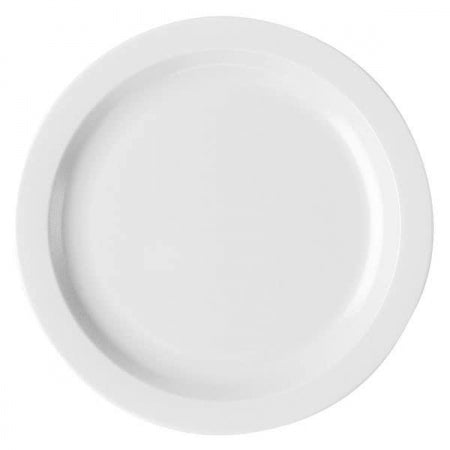 Cambro Camwear White 10" Polycarbonate Narrow Rim Plate