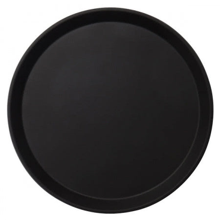 Cambro Camtread 11" Round Black Non-Skid Serving Tray