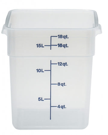 Cambro 18 Qt. Translucent Square Food Storage Container with Midnight Blue-Colored Gradations