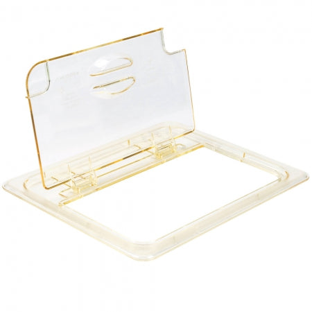 Cambro H-Pan 1/2 Size Amber High Heat FlipLid with Spoon Notch