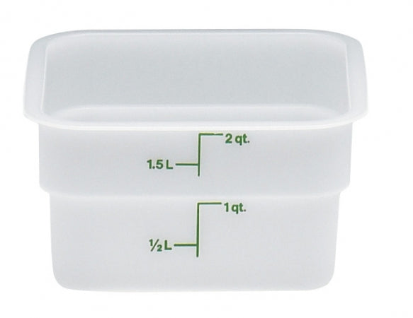 Cambro 2 Qt. White Square Poly Food Storage Container with Kelly Green-Colored Gradations