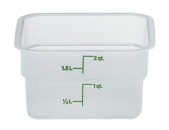 Cambro CamSquare 2 Qt. Translucent Food Storage Container with Kelly Green Graduations