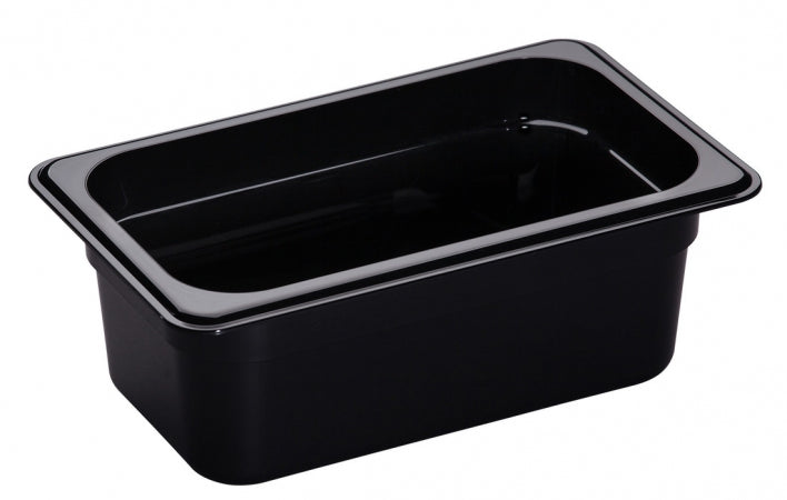 Cambro Camwear 1/4 Size Black Food Pan - 4" Deep