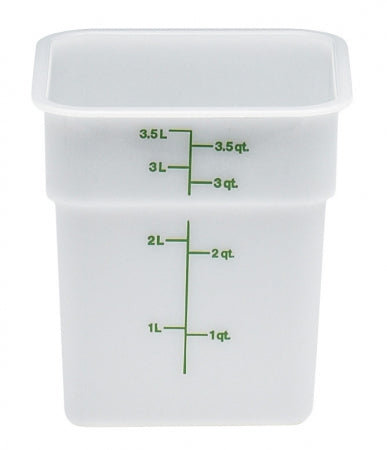 Cambro 4 Qt. White Square Poly Food Storage Container with Kelly Green-Colored Gradations