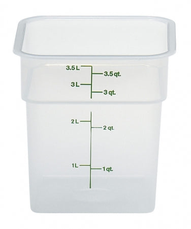 Cambro CamSquare 4 Qt. Translucent Food Storage Container with Kelly Green Graduations
