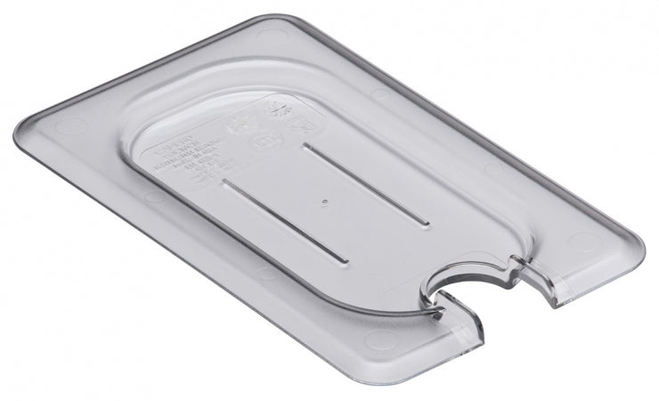 Cambro Camwear 1/9 Size Clear Polycarbonate Flat Lid with Spoon Notch