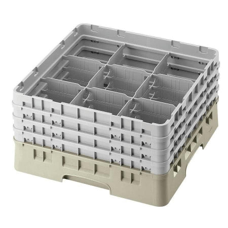 Cambro Beige Camrack Customizable 9 Compartment 8 1/2" Glass Rack