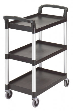 Cambro Black Three Shelf Utility Cart (Unassembled) - 32 7/8" x 16 1/4" x 38"