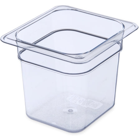 Carlisle Foodservice StorPlusô Polycarbonate Food Pan 1/6 Size, 6" Deep - Clear