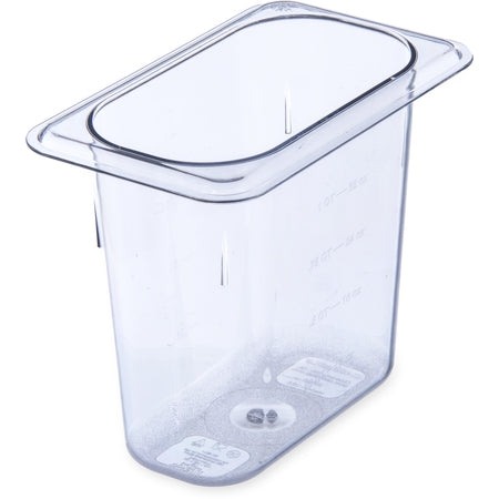 Carlisle Foodservice StorPlusô Polycarbonate Food Pan 1/9 Size, 6" Deep - Clear