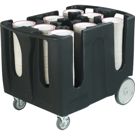 Carlisle Black Optimizer Adjustable 6 Stack Dish Dolly with 6 Dividers