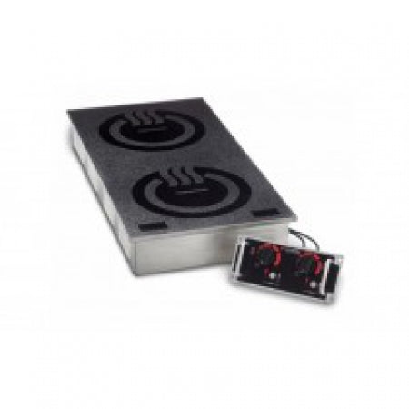 Heritage Induction Range (601902), drop-in, (2) 2500 watts, double hob, front-to-back, control knob, self-diagnostics, automatic pan detection, LED display, integral cooling fan, S/S ext., 5,000 watts, 200-240v/50/60/1, 22.0 amps, 6 ft. cord,