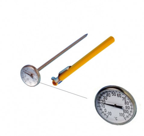 25 mm Dial Thermometer  - 10 to 110 Degree C  4 mm x 130 mm