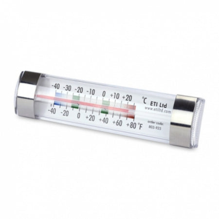 Clear spirit-filled thermometer for Fridge / freezer Thermometer - 40 to +20C, & -40 to 80 F , 1 C resolution.