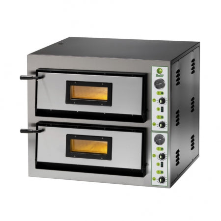 Professional electric pizza, bread oven W/ out Stand.  Rustic frontal lining, interior lighting - 2 thermostats per chamber. Power 14,4 kW. Working temperature : 50   500  C. Cooking Chamber Dim: 61x91x14h Cms. 400V/50/ 3 Phase.Dim: 90x102x75hCms.