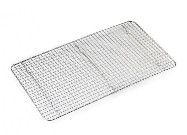 Brown Halco Stainless Steel Pan Grate, 18"L x 10"W, Footed, Nickel Plated