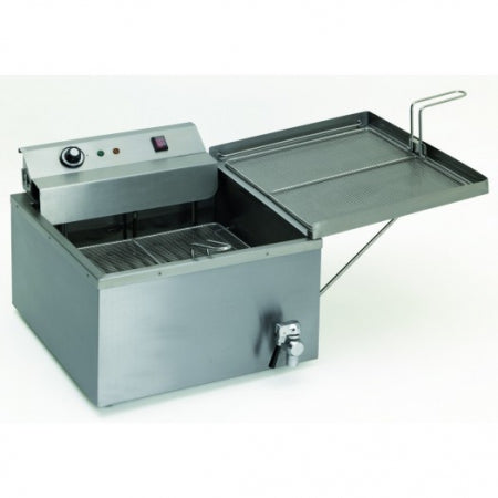 Matfer Donut Fryer with 2 baskets flat wire with handle. Removable drip tray, to fit right or left of the fryer 12Lt. Capacity Temperature: 60-90 C 230-240V/50Hz/1ph Dim: 54.5 x 90 x 35.5 cm (LxWxH)