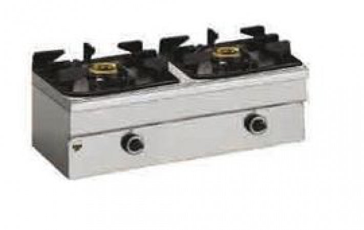 Olis Stockpot Gas Cooker, 2 Burners Table Top Unit, 900 L mm x 450 D mm x 300 H mm