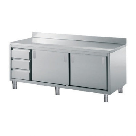 Olis Neutral Cupboard w/ Drawers And Back Upstand, 1800 L mm x 700 D mm x 850 H mm