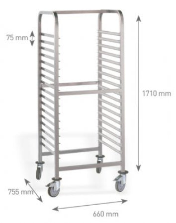 ST/STEEL RAIL TROLLEYS DISASSEMBLED TROLLEY 17 RAILS FOR 2/1 GN PANS